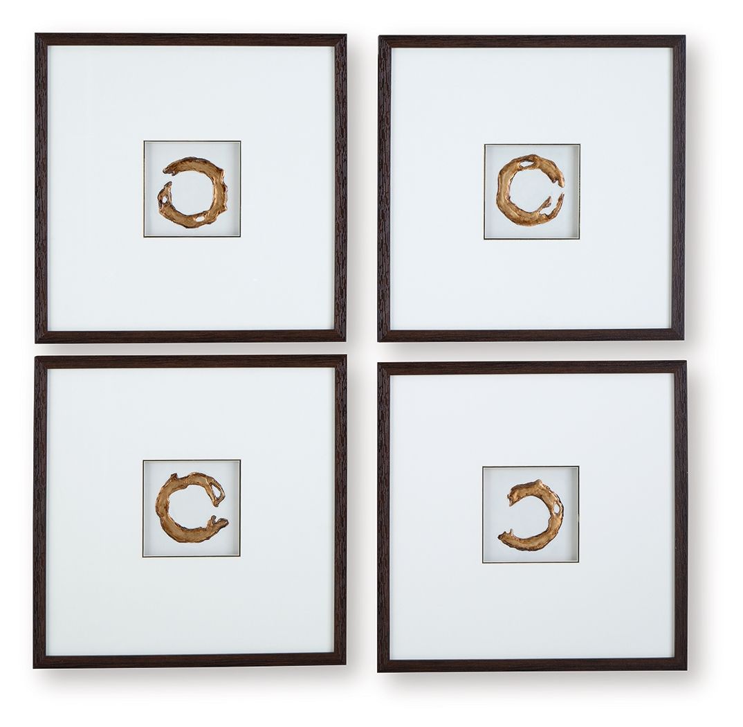 Dallbourne - Wall Art Set (Set of 4) - White / Gold Finish by Ashley – Wall Decor