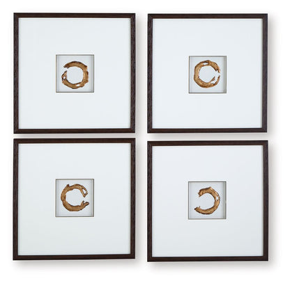 Dallbourne - Wall Art Set (Set of 4) - White / Gold Finish by Ashley – Wall Decor