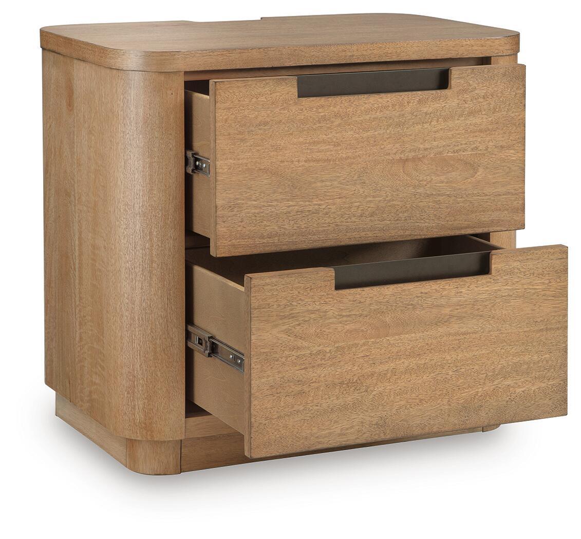 Pamaria - Two Drawer Night Stand - Light Brown by Ashley – view 2