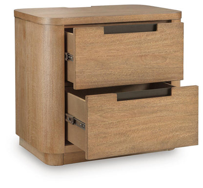 Pamaria - Two Drawer Night Stand - Light Brown by Ashley – view 2