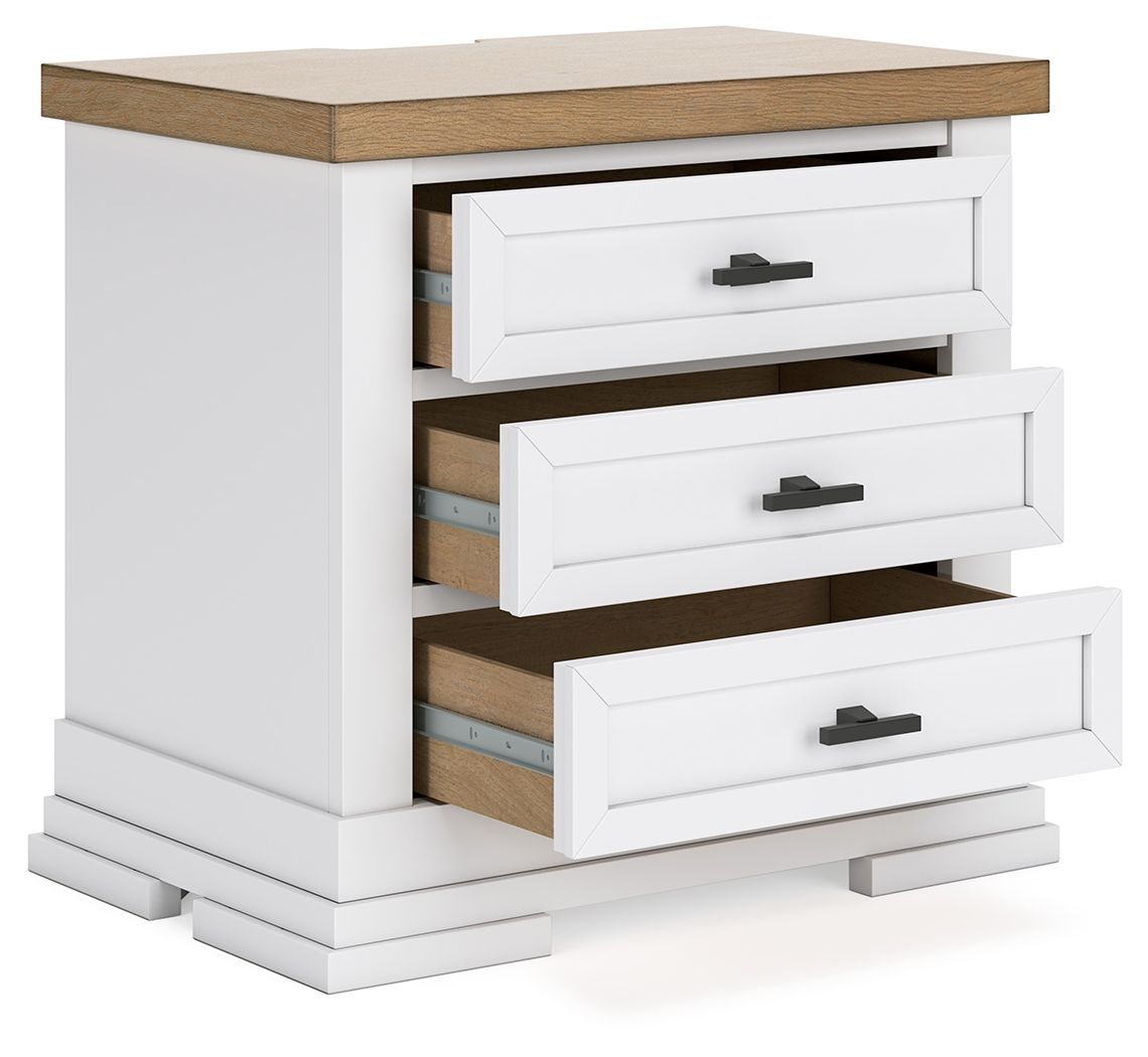 Ashbryn - Three Drawer Night Stand - White / Natural – view 2
