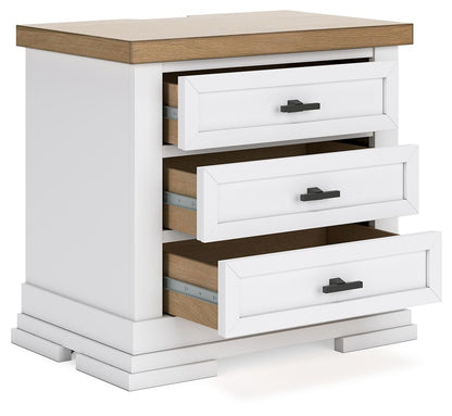 Ashbryn - Three Drawer Night Stand - White / Natural – view 2