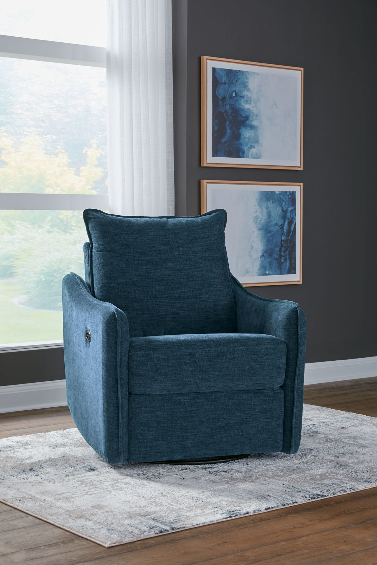 Mcburg - Swivel Power Recliner - Navy by Ashley – view 2