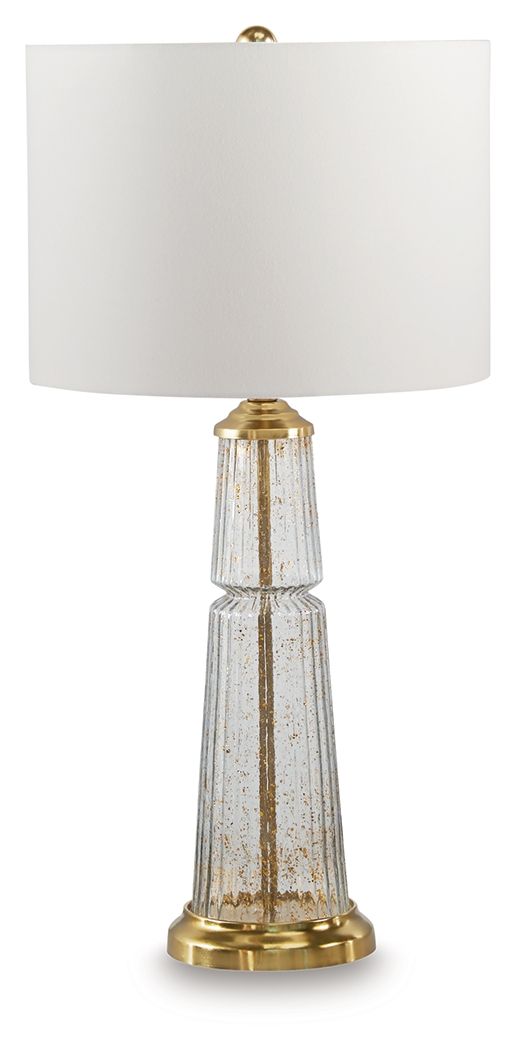 Bakersboro - Glass Table Lamp - Clear / Gold Finish by Ashley – Table Lamps