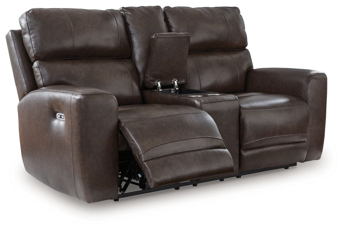 Crossplex - Power Reclining Loveseat / Console / Adjustable Headrest - Smoke by Ashley – view 2