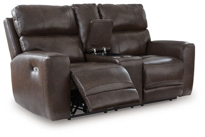 Crossplex - Power Reclining Loveseat / Console / Adjustable Headrest - Smoke by Ashley – view 2