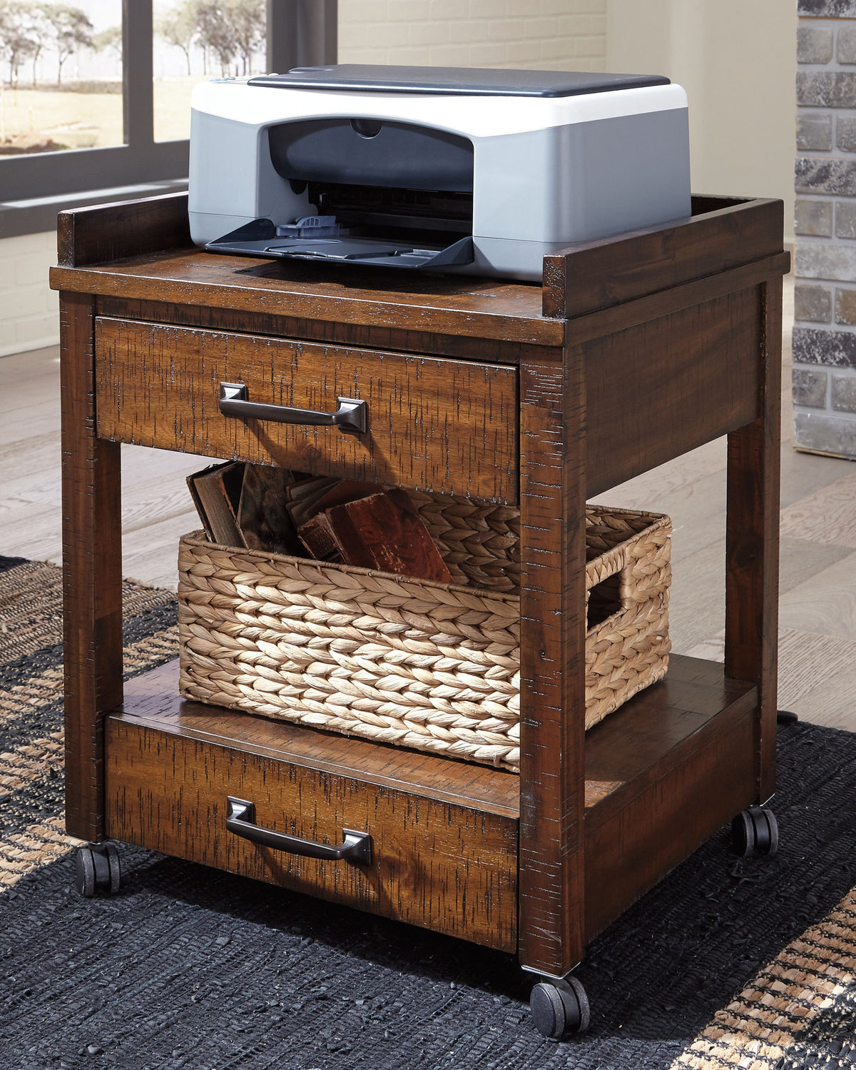 Baldridge - Printer Stand - Rustic Brown by Ashley – view 2