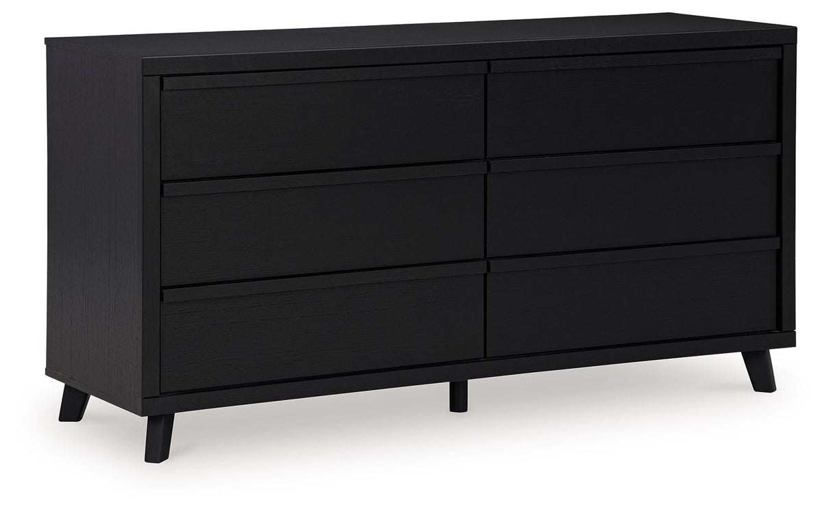 Danziar - Six Drawer Dresser - Black by Ashley – Dressers