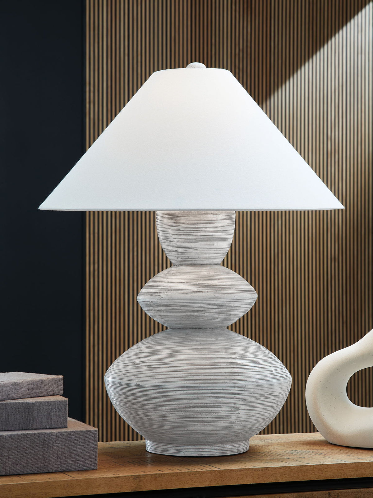 Brickdon - Poly Table Lamp - Distressed White by Ashley – view 2