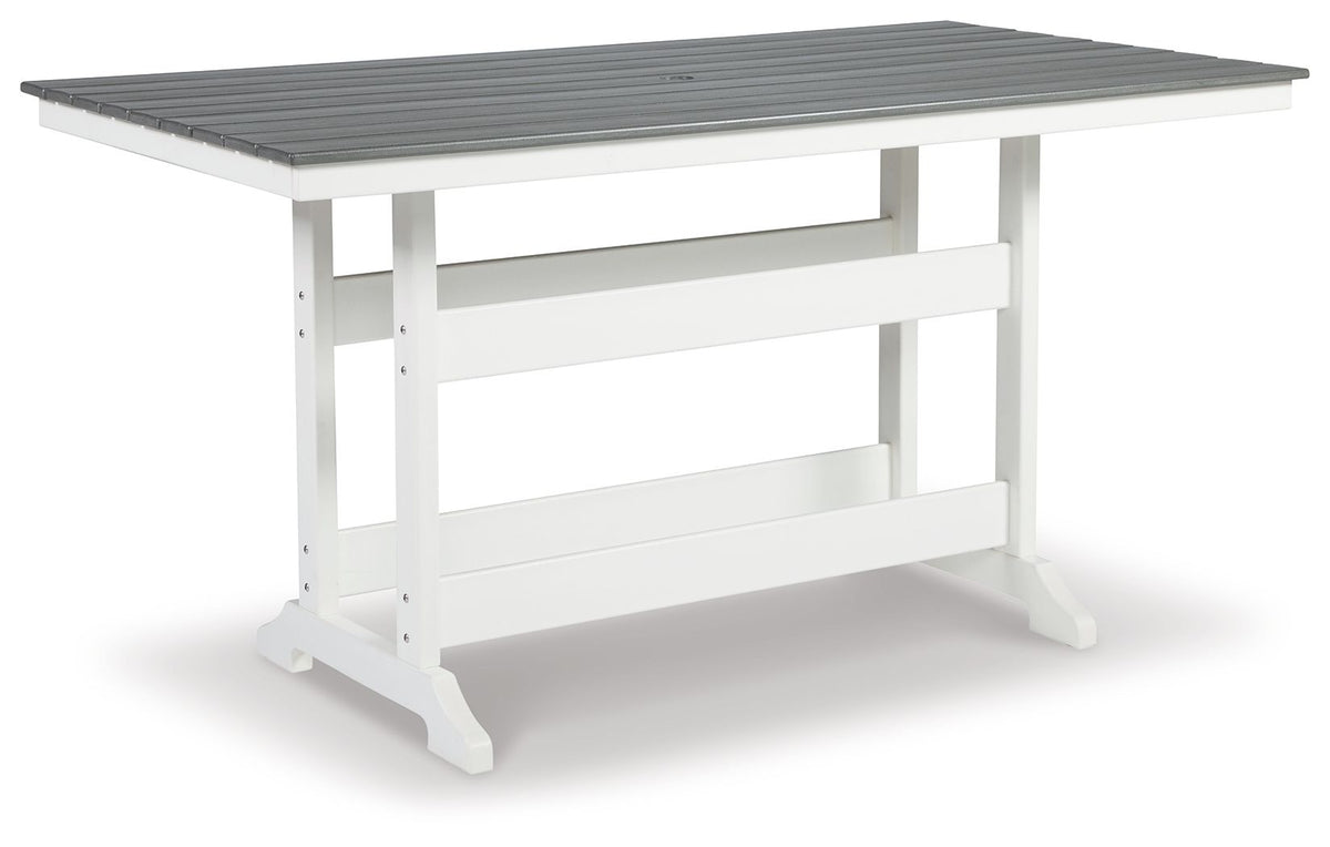 Transville - Rectangular Counter Table With Umbrella Option - Gray / White by Ashley – Dining Tables