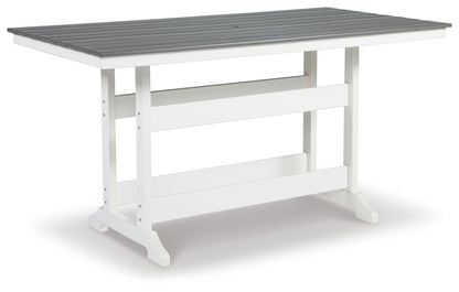 Transville - Rectangular Counter Table With Umbrella Option - Gray / White by Ashley – Dining Tables