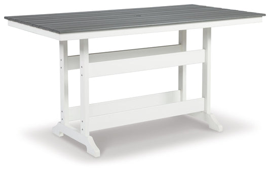 Transville - Rectangular Counter Table With Umbrella Option - Gray / White by Ashley – Dining Tables