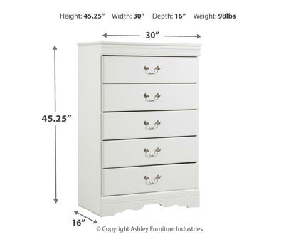 Anarasia - Five Drawer Chest - White by Ashley – view 2