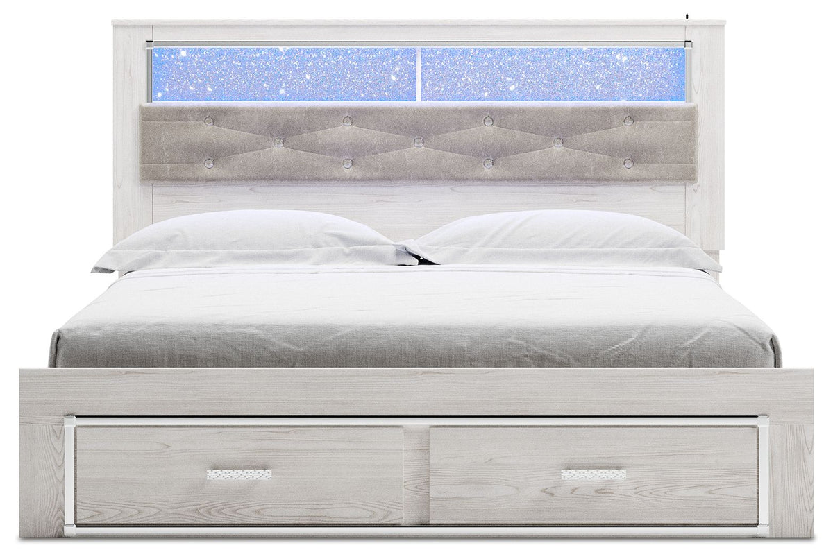 Altyra - King Upholstered Bookcase Bed With Storage - White by Ashley – view 2