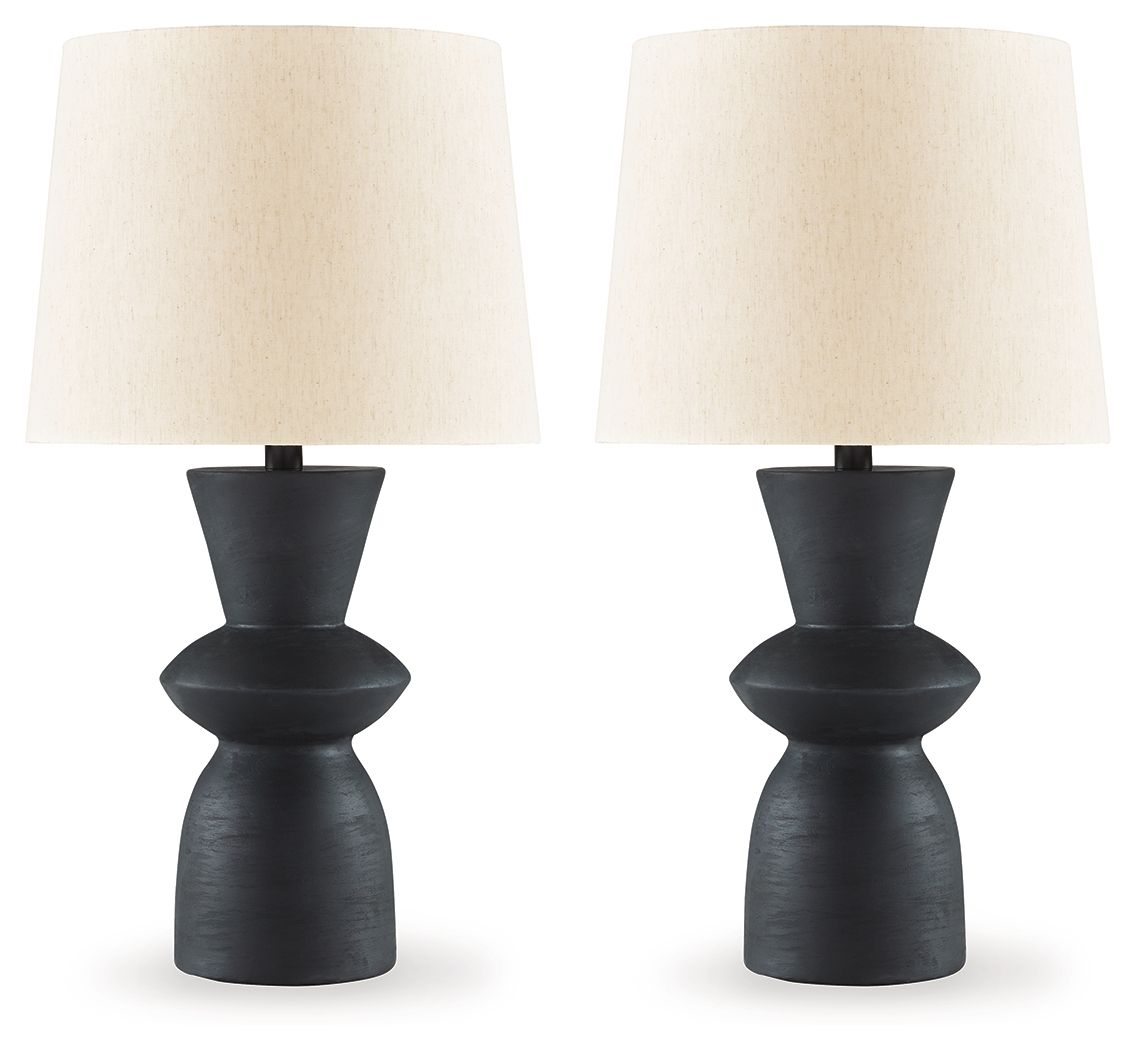 Scarbot - Paper Table Lamp (Set of 2) - Distressed Black by Ashley – Table Lamps