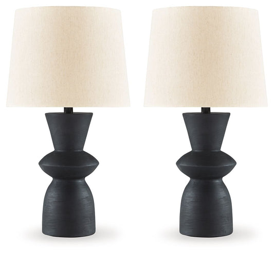 Scarbot - Paper Table Lamp (Set of 2) - Distressed Black by Ashley – Table Lamps