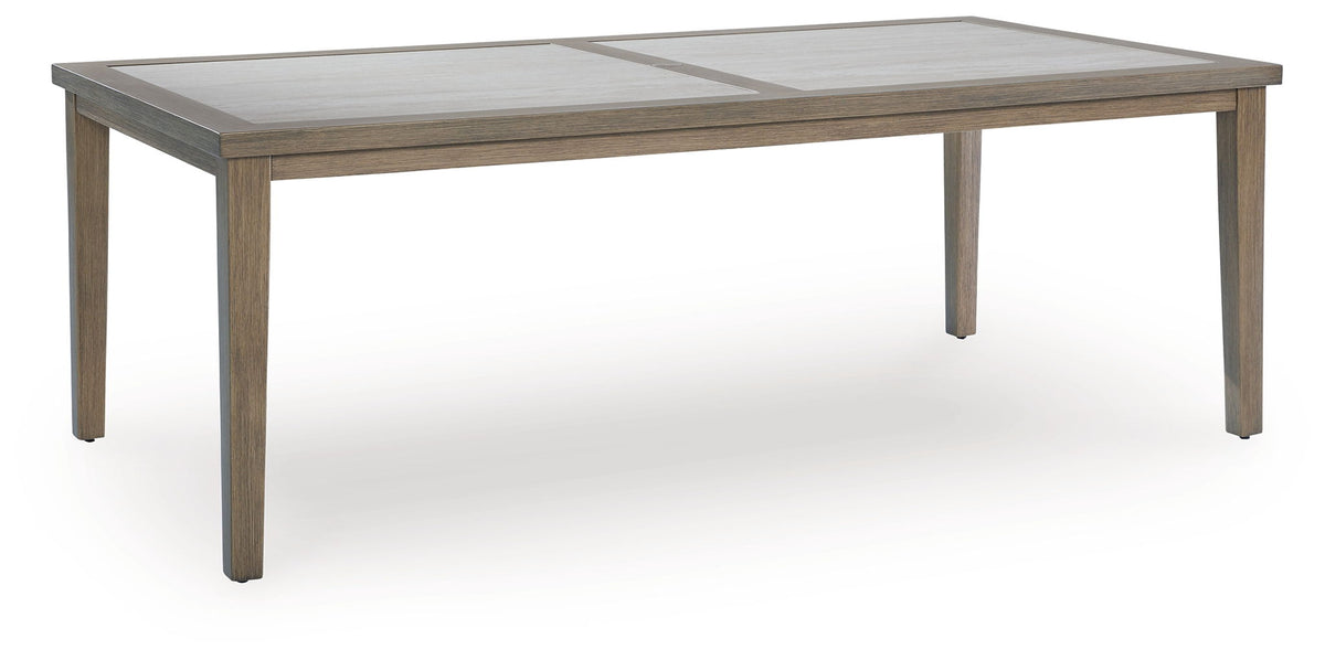 Rainier Ranch - Rectangle Dining Table With Umbrella Option - Brown / Beige by Ashley – Dining Tables