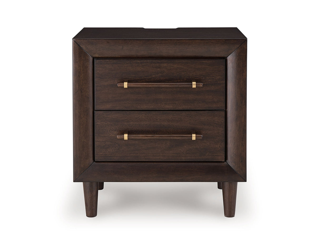 Dantenton - Two Drawer Night Stand - Merlot – view 2