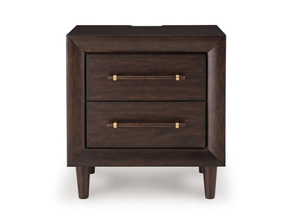 Dantenton - Two Drawer Night Stand - Merlot – view 2