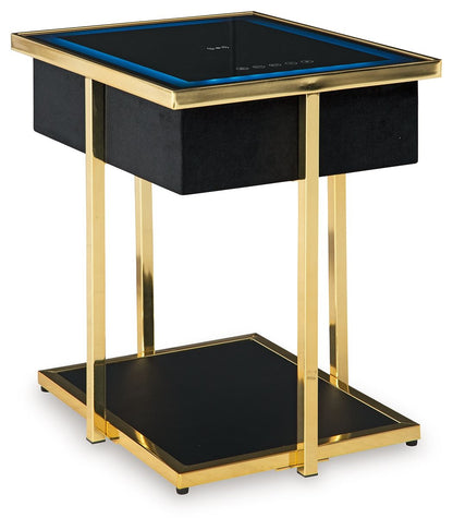 Rexwell - Accent Table With Speaker - Black / Gold Finish by Ashley – Accent Tables
