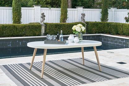 Seton Creek - Oval Dining Table With Umb Opt - White by Ashley – view 2