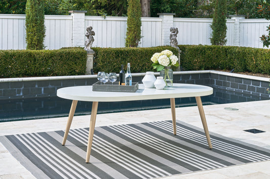 Seton Creek - Oval Dining Table With Umb Opt - White by Ashley – view 2