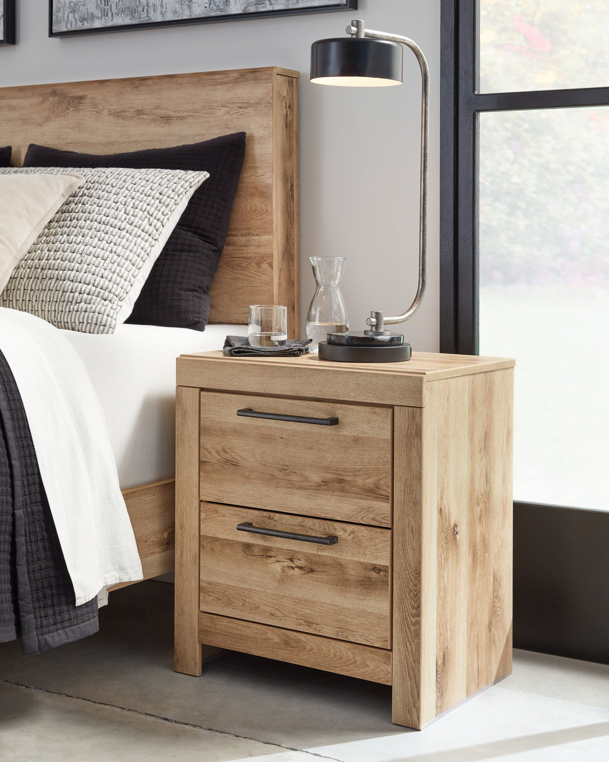 Hyanna - Two Drawer Night Stand - Tan Brown by Ashley – view 3