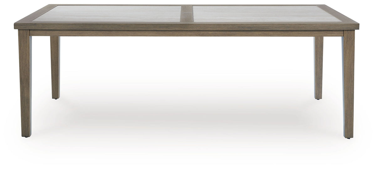 Rainier Ranch - Rectangle Dining Table With Umbrella Option - Brown / Beige by Ashley – view 2