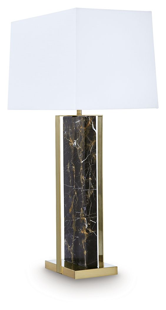 Neonish - Marble Table Lamp - Black / Gold Finish by Ashley – view 2