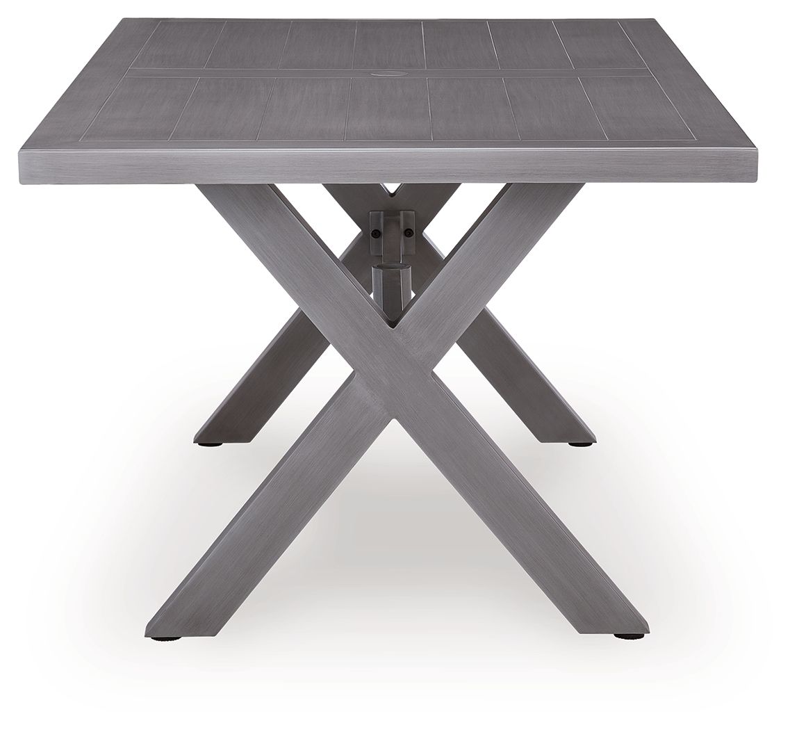 Half Moon Beach - Rectangular Dining Table With Umbrella Option - Gray by Ashley – view 2