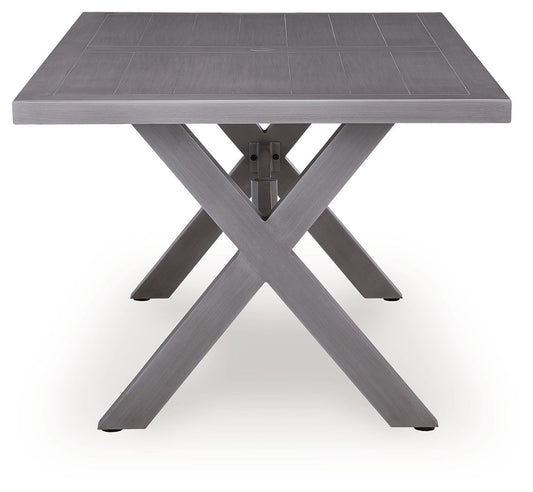 Half Moon Beach - Rectangular Dining Table With Umbrella Option - Gray by Ashley – view 2