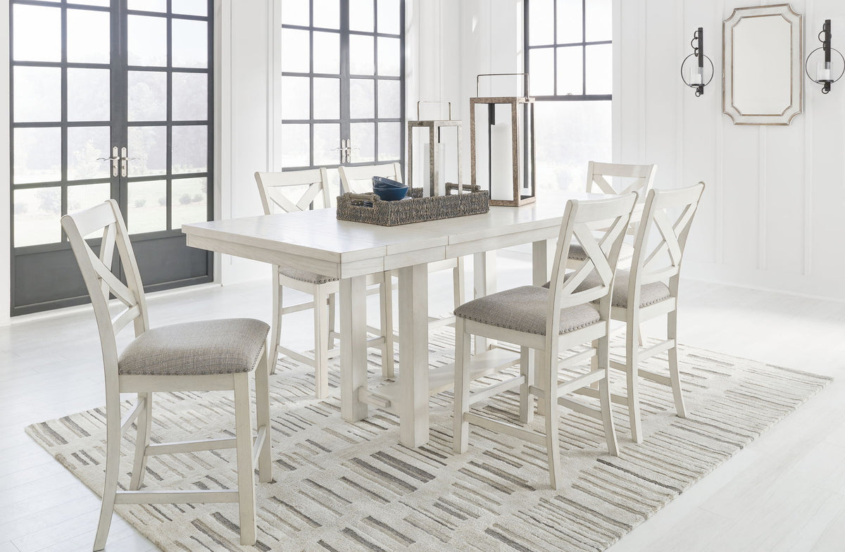 Robbinsdale - Rectangular Counter Height Dining Extension Table Set by Ashley – 7 Piece Dining Room Sets