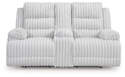 Rhines Falls - Double Reclining Power Loveseat With Console - Alloy by Ashley – view 2