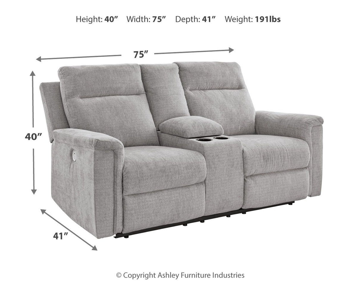 Barnsana - Dbl Power Reclining Loveseat with Console - Ash by Ashley – view 2