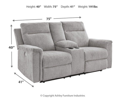 Barnsana - Dbl Power Reclining Loveseat with Console - Ash by Ashley – view 2