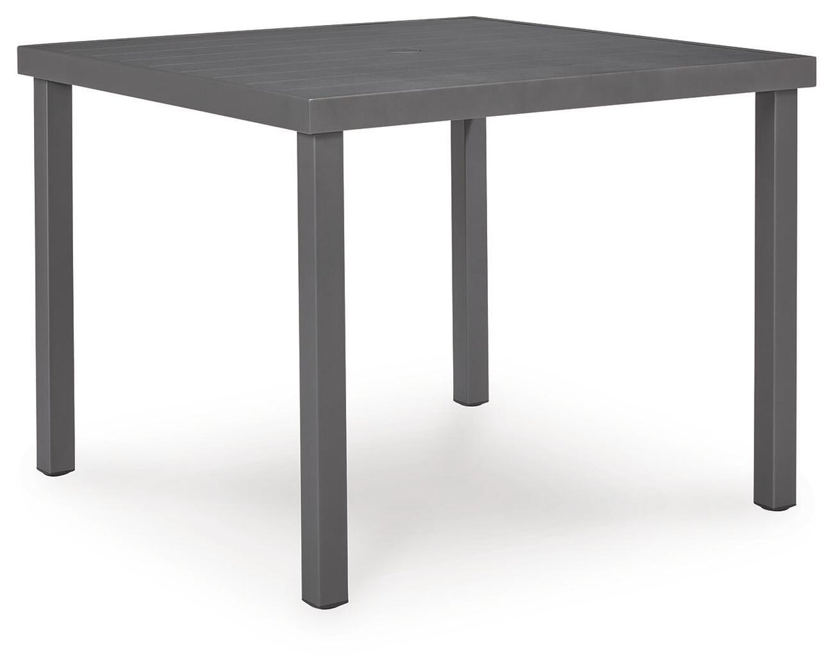 Rocky Creek - Square Dining Table With Umbrella Option - Gray by Ashley – Dining Tables
