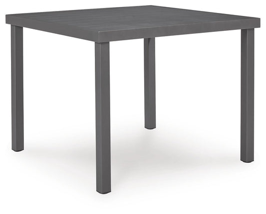 Rocky Creek - Square Dining Table With Umbrella Option - Gray by Ashley – Dining Tables
