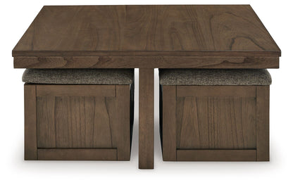 Boardernest - Cocktail Table With 4 Stools (Set of 5) - Brown by Ashley – view 2