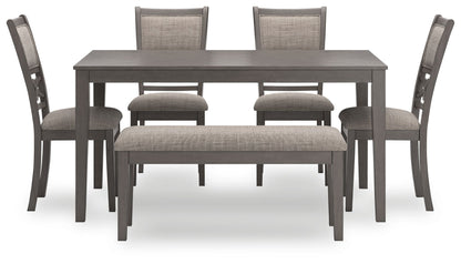 Wrenning - Dining Room Table Set (Set of 6) - Gray by Ashley – view 2