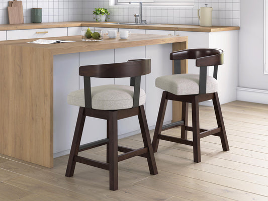 Haddigan - Upholstered Swivel Barstool (Set of 2) - Dark Brown