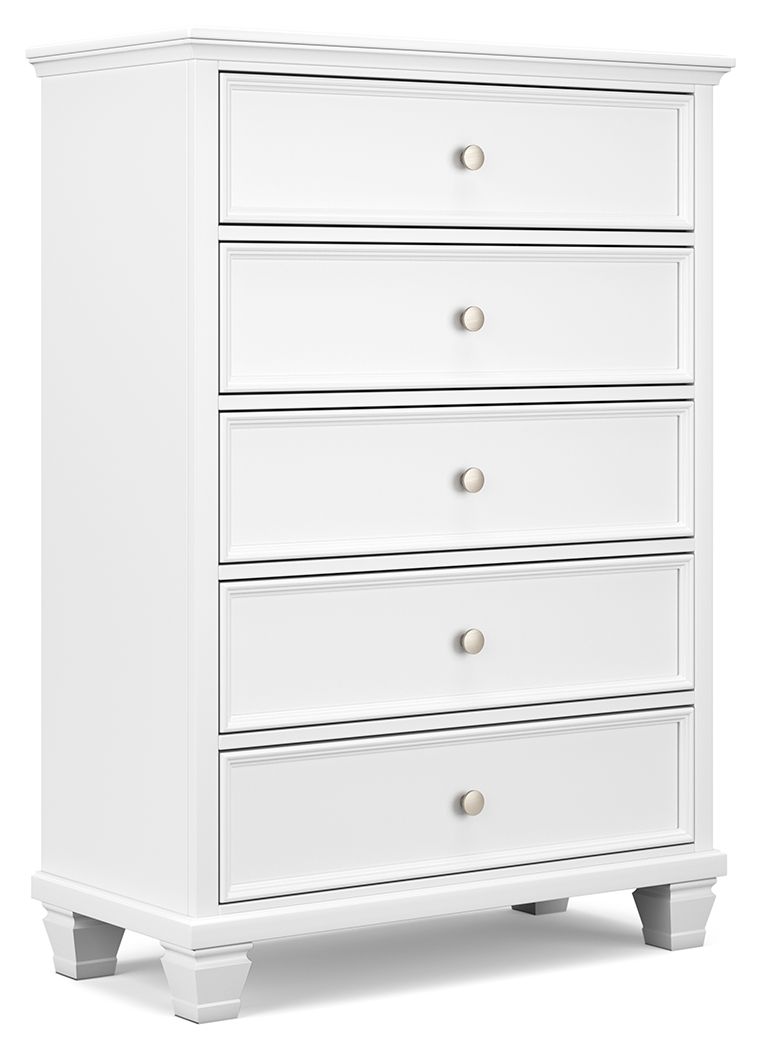 Fortman - Five Drawer Chest - White by Ashley – Accent Chests