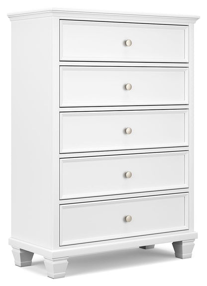 Fortman - Five Drawer Chest - White by Ashley – Accent Chests