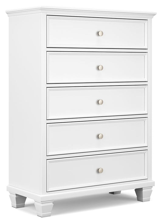 Fortman - Five Drawer Chest - White by Ashley – Accent Chests