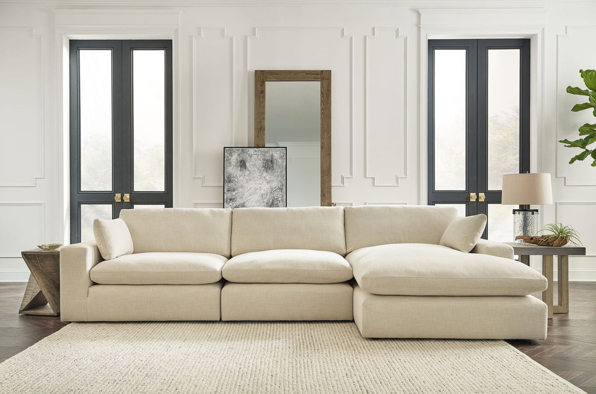 Elyza - 4 Pc. - Right Arm Facing Corner Chaise 3 Pc Sectional, Ottoman - Linen – view 2