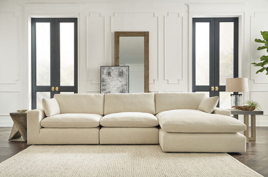 Elyza - 4 Pc. - Right Arm Facing Corner Chaise 3 Pc Sectional, Ottoman - Linen – view 2