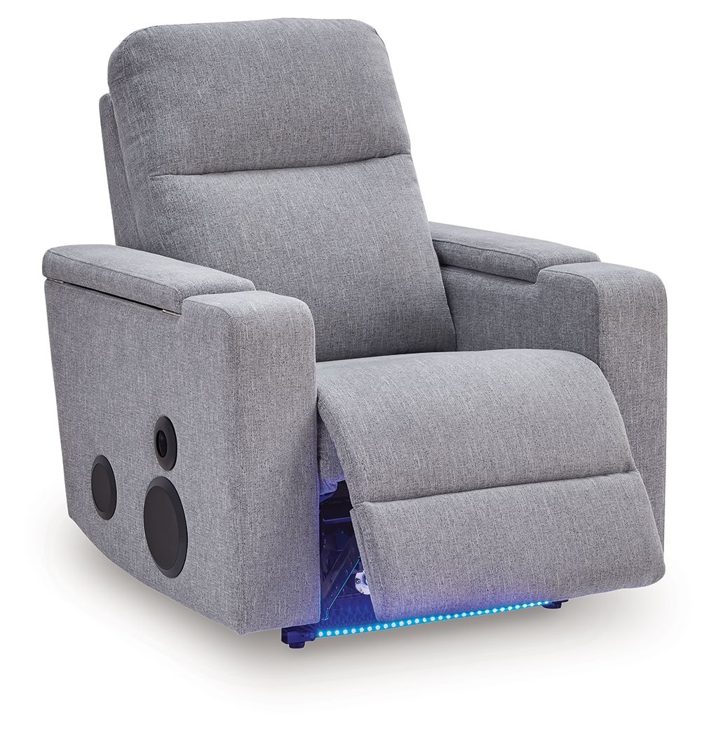 Pineland - Glider Power Recliner With Audio System - Pewter by Ashley – view 2