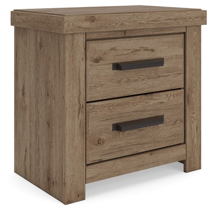 Oliandon - Two Drawer Night Stand - Light Brown by Ashley – Nightstands w/ Charging Stations