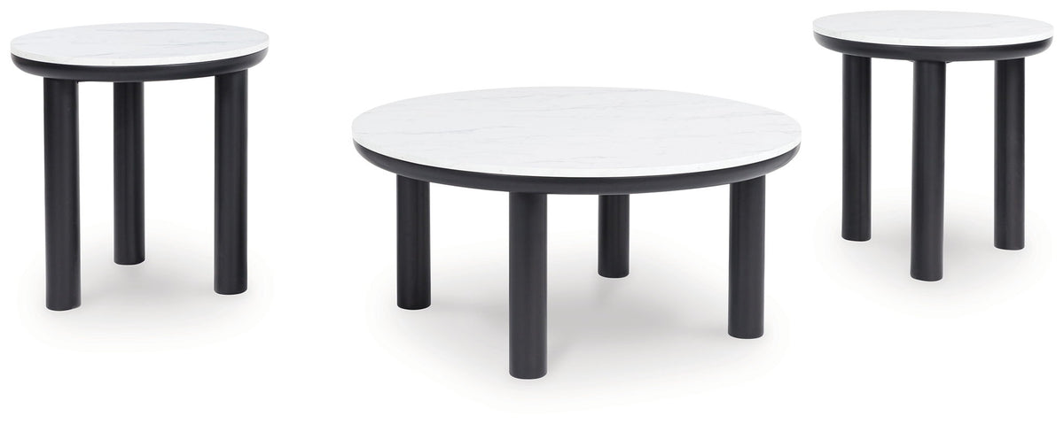 Xandrum - Occasional Table Set (Set of 3) - Black / White by Ashley – Table Sets