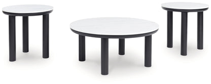 Xandrum - Occasional Table Set (Set of 3) - Black / White by Ashley – Table Sets