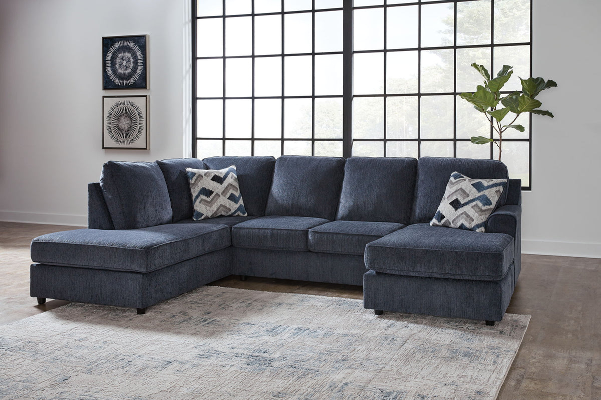 Albar Place - 3 Pc. - 2-Piece Sectional With Raf Sofa Chaise, Ottoman - Cobalt by Ashley – view 2